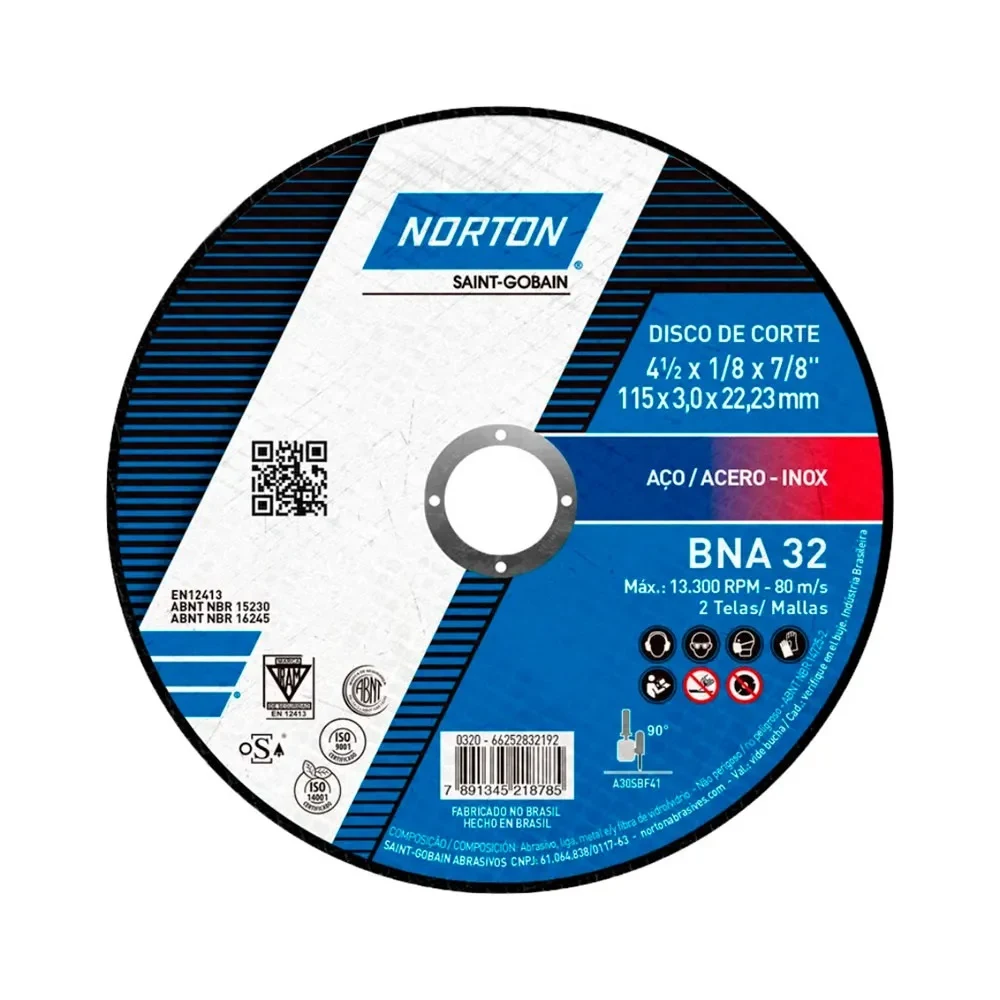 Disco de corte Norton BNA 32 4 1/2" x 1/8" x 7/8"